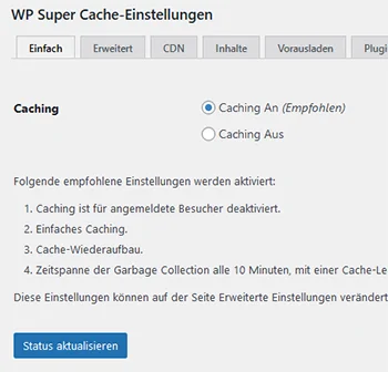 WP Super Cache aktivieren