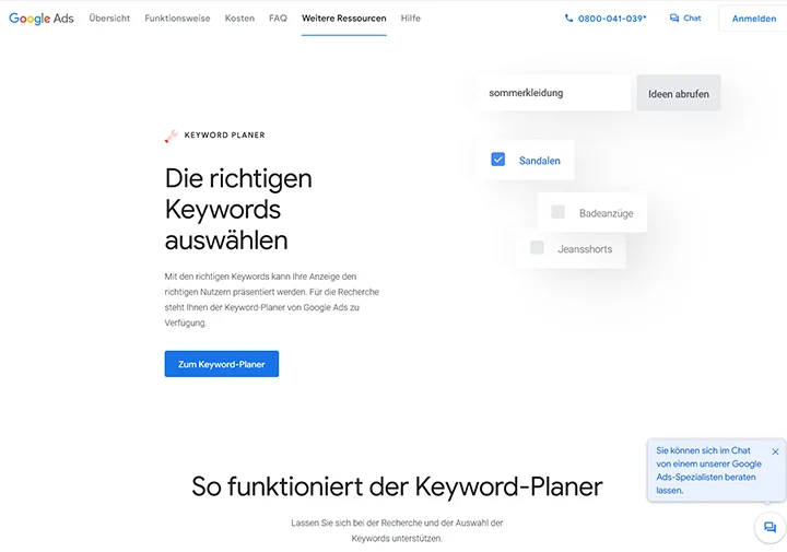 Google Keyword Planner - Ideal zur Keywordrecherche