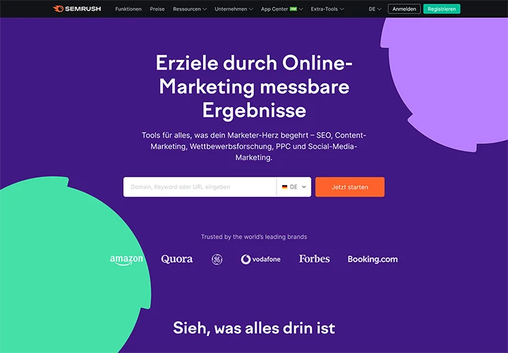 SEMRUSH - hervorragend für die SEO Optimierung.