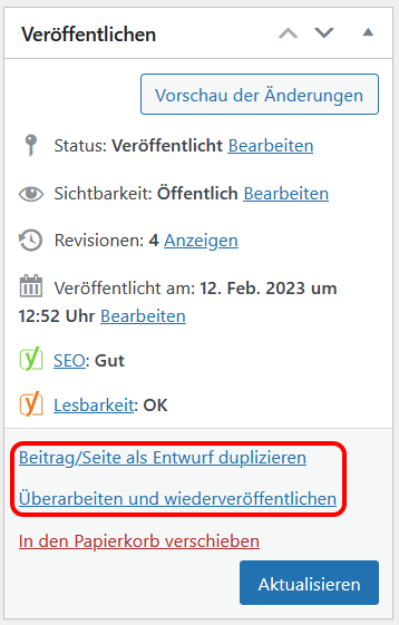 WordPress Beitrag Duplizieren mit Yoast Duplicate Post 2