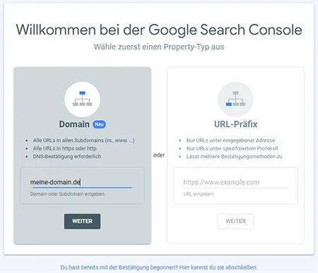 Google Search Console Property einrichten